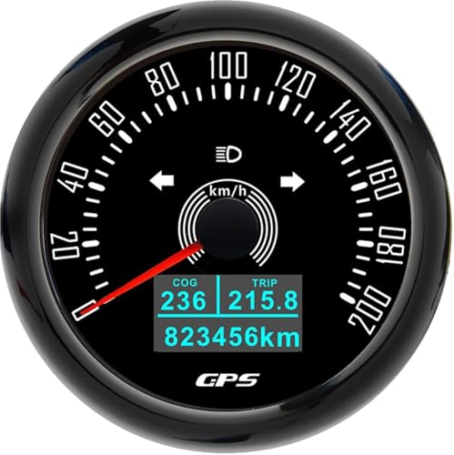 85MM GPS Tachometer Mit Antenne 7 Farbe Hintergrundbeleuchtung for Motorrad Marine Boot Auto Lkw Speed ​​Gauge Meter(200kmh BN) von TIEOAXFT