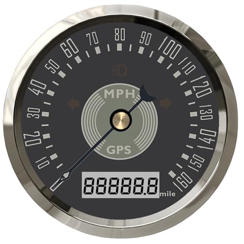 85MM Retro Classic Gauge GPS Tachometer 220kmh 200kmh 160MPH 200MPH Geschwindigkeitsmesser Rot/Gelb Hintergrundbeleuchtung 12V/24V Mit GPS-Antenne(13cm) von TIEOAXFT