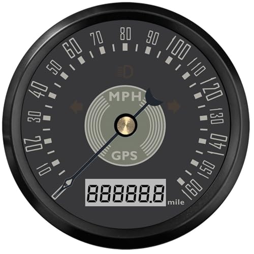 85MM Retro Classic Gauge GPS Tachometer 220kmh 200kmh 160MPH 200MPH Geschwindigkeitsmesser Rot/Gelb Hintergrundbeleuchtung 12V/24V Mit GPS-Antenne(Double tumble holder) von TIEOAXFT