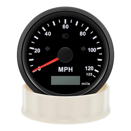85mm GPS Tacho 200kmh 120kmh Speed ​​Gauge Digital Kilometerzähler ATV UTV Motorrad Marine Boot Meter Wasserdicht(125MPH-black) von TIEOAXFT