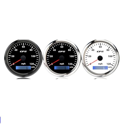 85mm GPS Tachometer Gauge mit Antenne 30MPH,60MPH,80MPH,120MPH,160MPH,200MPH Geschwindigkeit Meter Kilometerzähler Auto Boot Yacht Custom(30MPH WS) von TIEOAXFT