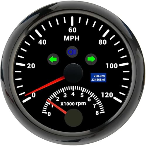 85mm GPS Tachometer Mit Drehzahlmesser 200KM/H 120KM/H Universal Auto Lkw Boot Geschwindigkeit Meter 85MM Halter Sensor for auto(120mph BN) von TIEOAXFT