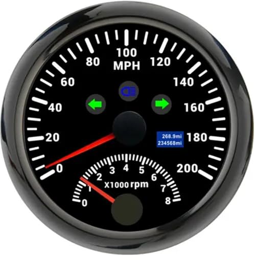 85mm GPS Tachometer Mit Drehzahlmesser 200KM/H 120KM/H Universal Auto Lkw Boot Geschwindigkeit Meter 85MM Halter Sensor for auto(200mph BN) von TIEOAXFT