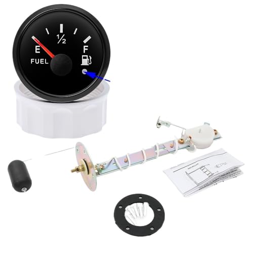 Auto 2" 52mm Tankanzeige mit Alarm + Tankfüllstandssensor 0-190 Ohm Öltankanzeige Rote LED for Autoboot(BN) von TIEOAXFT