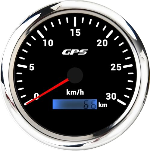 Benutzerdefinierte 7-Farben-LED-Universal-110-MM-GPS-Tachometeranzeige 60/80/120/200 kmh 80 MPH-Geschwindigkeitsmesser for Motorrad-Marineboot-Auto(Customized 30kmh BS) von TIEOAXFT