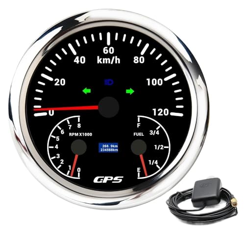 Rote Hintergrundbeleuchtung 110MM Gauge 3 IN 1 120KMH,200KMH GPS Tachometer + 8000RPM + Tankanzeige 0-190ohm for Auto Boot(200KMH WS) von TIEOAXFT