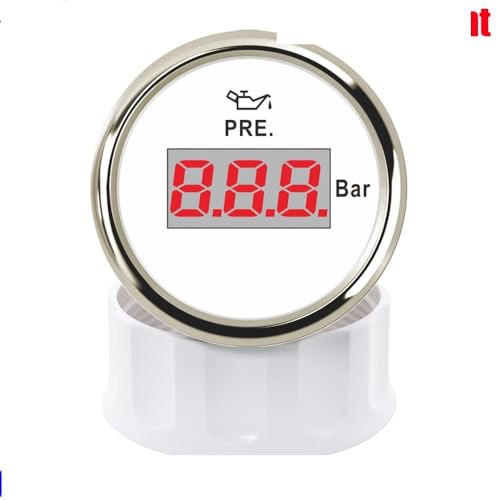 Rote Hintergrundbeleuchtung 2"52MM Ölmessgerät Digital 0-5Bar,0-10Bar Ölzählersignal 10-184Ω for Marinebootauto(WS 0-5Bar) von TIEOAXFT