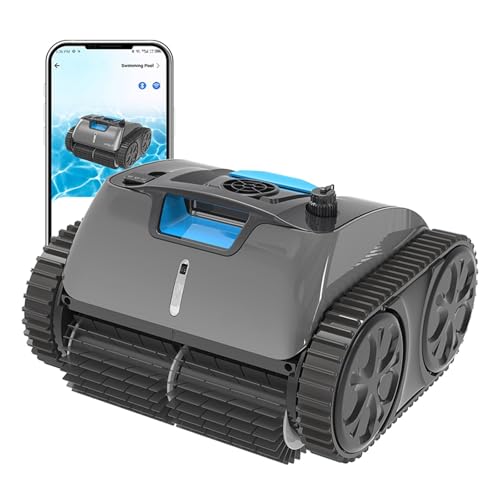 TIEOAXFT Automatischer Schwimmbad-Roboterreiniger ohne Kabel 3312Pro Akku 9200mAh APP Routenplanung Reinigungsmodus auswählen Selbststrandung(C1PRO) von TIEOAXFT