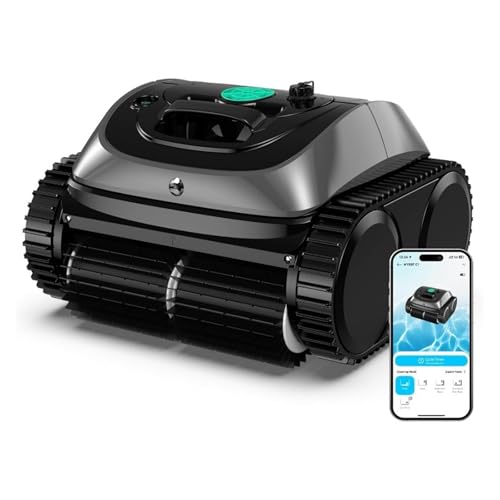 TIEOAXFT C1 Roboter-Poolsauger for eingebaute Pools, 150 Minuten Laufzeit, kabelloser Poolreiniger, 4-in-1-Wand von TIEOAXFT