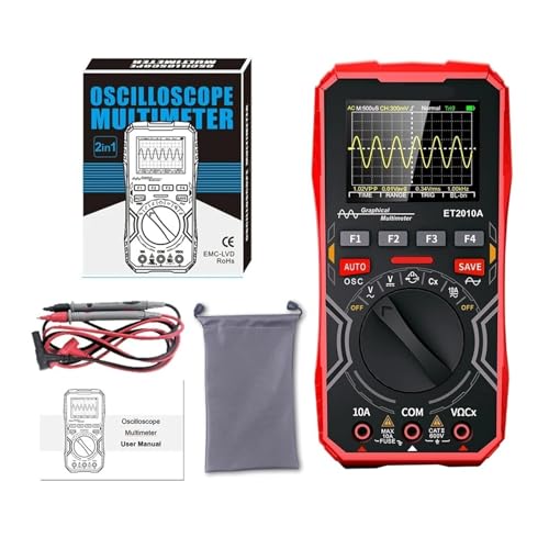TIEOAXFT ET2010A 2-in-1-Digital-Oszilloskop-Multimeter 2,5 Msps 1 MH/z Tragbares Multimeter Multifunktionales elektrisches Testwerkzeug(ET2010A Red) von TIEOAXFT