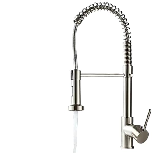 TIEOAXFT Edelstahl Küchenspüle Wasserhahn Becken Wasserhahn Schwarz Dual Modi Düse Heiß Kalt Wasser Mischer Kran Tap Frühling Küchenarmaturen(Brushed) von TIEOAXFT