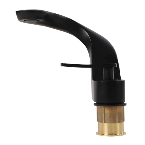 TIEOAXFT Geschwungenes Design Arc Mischbatterie Eleganter Wasserhahn for Küche und Bad mit Warm-/Kaltwasserregelung, Messingkörper Mattschwarz von TIEOAXFT
