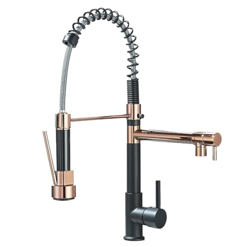 TIEOAXFT Spring Küchenspüle Wasserhahn Pull Down Spray Einhebel Heiß Kalt Mischwasser for Küchenspüle Dual Auslauf Wasserhahn(Matte Black Rose) von TIEOAXFT