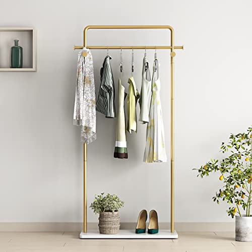 TIEOU Goldener Kleiderständer mit Ablage, goldene Kleiderständer für Boutiquen, freistehender Kleiderständer zum Aufhängen von Kleidung, goldener Kleiderständer, kleiner Metall-Kleiderständer, TIEOU Goldener Kleiderständer mit Ablage, goldene Kleiderständer für Boutiquen, freistehender Kleiderständer zum Aufhängen von Kleidung, goldener Kleiderständer, kleiner Metall-Kleiderständer, von TIEOU