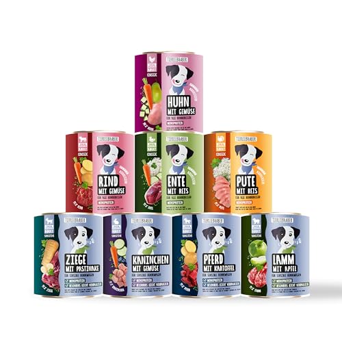 TIERLIEBHABER – Hundefutter Nass 800g Probierpaket à 8 Sorten – Von Tierärzten entwickelt – Nassfutter Hund mit 91% Fleischanteil – Dog Food als Hundenassfutter 800g Dosen TIERLIEBHABER – Hundefutter Nass 800g Probierpaket à 8 Sorten – Von Tierärzten entwickelt – Nassfutter Hund mit 91% Fleischanteil – Dog Food als Hundenassfutter 800g Dosen von TIERLIEBHABER
