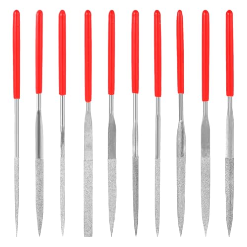 TIESOME 10 Stück Diamant Nadelfeilen Set, 3mmx140mm Kleine Diamantfeilen Mini Metall Riffelfeilen Werkzeuge Für Präzisionsmetallarbeiten Holz Holzbearbeitung Kunststoff Schnitzwerkzeug TIESOME 10 Stück Diamant Nadelfeilen Set, 3mmx140mm Kleine Diamantfeilen Mini Metall Riffelfeilen Werkzeuge Für Präzisionsmetallarbeiten Holz Holzbearbeitung Kunststoff Schnitzwerkzeug von TIESOME