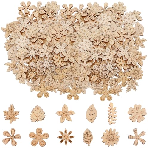 TIESOME 100 Stück Streudeko Holz, Holzkonfetti Zum Basteln Holzblumen Dekoration Deko Holz Streudeko Geburtstag Blumenschmuck Aus Zum Malen für Hochzeit Deko Verzierungen Tischdeko von TIESOME