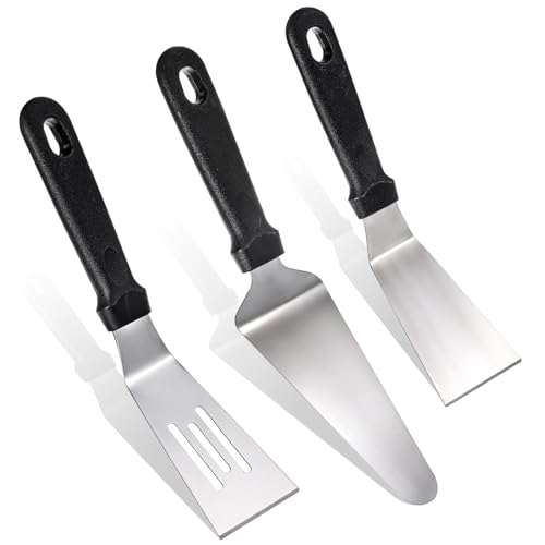 TIESOME Pfannenwender Spatula aus Edelstahl, 3 Stück Set, Mini Spatel, Flacher Pfannenwender Kleiner Metallwender zum Kochen und Backen Schwarz 22.5cm und 26cm TIESOME Pfannenwender Spatula aus Edelstahl, 3 Stück Set, Mini Spatel, Flacher Pfannenwender Kleiner Metallwender zum Kochen und Backen Schwarz 22.5cm und 26cm von TIESOME