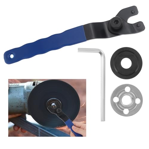 TIESOME Verstellbar Winkelschleifer Schlüssel, 8-48mm Winkelschleifer Stiftschlüssel Stirnlochschlüssel mit Innensechskantschlüssel und 2 Flansch von TIESOME