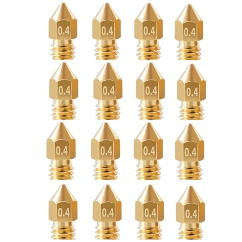 16 Stück Ender 3 Düsen 0,4mm MK8 0,4mm Kompatibel mit Creality Ender 3 v2/Ender 3 Pro/Ender 3 Max/Ender 5 Pro/Ender 3 S1/Ender 3 Neo/CR-10 Series 3D Messing von TIEXYE