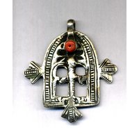 Marokko - Berber-Talisman Tor Des Paradieses Silberanhänger Und Echte Korallenperlen von TIFINAGH