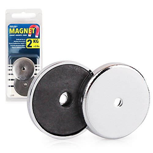 Rundmagnet 31 x 4 mm bis 2 kg, 2 Stück, Starker Magnet rund, verchromt von TIFLER