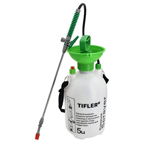 Tifler Drucksprüher 5 Liter mit Überdruckventil und Dauersprühfunktion von TIFLER