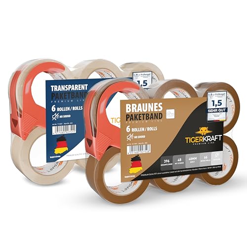 TIGERKRAFT - PAKETKLEBEBAND GERÄUSCHARM INKL ABROLLER - PACKETBAND UV-BESTÄNDIG - KLEBEBAND JE 48MM x 66 METER / 48 MIC - PACKBAND FÜR VERSAND, LAGER HANDWERKEN & BASTELN ZUM VERPACKEN VON PAKETEN TIGERKRAFT - PAKETKLEBEBAND GERÄUSCHARM INKL ABROLLER - PACKETBAND UV-BESTÄNDIG - KLEBEBAND JE 48MM x 66 METER / 48 MIC - PACKBAND FÜR VERSAND, LAGER HANDWERKEN & BASTELN ZUM VERPACKEN VON PAKETEN von TIGERKRAFT PREMIUM LINE