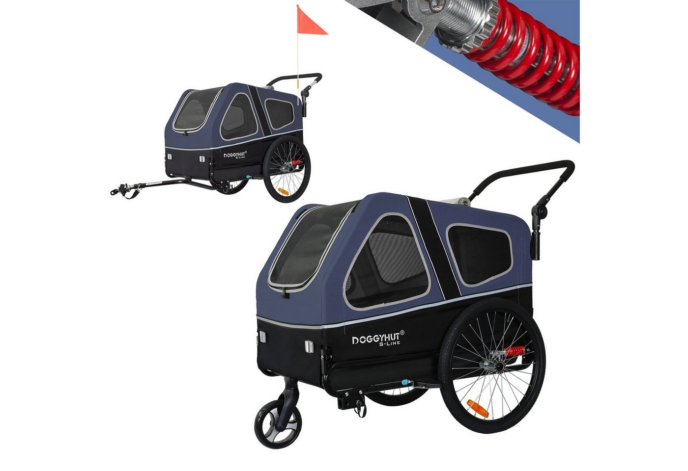 TIGGO Fahrradhundeanhänger Doggyhut S-Line XXL Fahrradanhänger & Hundebuggy 2 in 1 von TIGGO