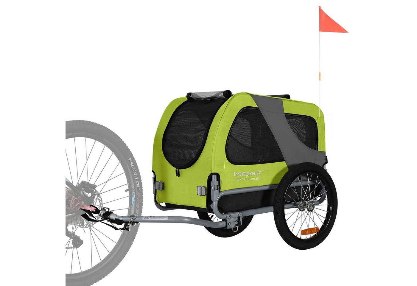 TIGGO Fahrradkinderanhänger DOGGYHUT® MEDIUM Hundefahrradanhänger Hundeanhänger Fahrradanhänger, Verstellbare Sicherheitsleine von TIGGO