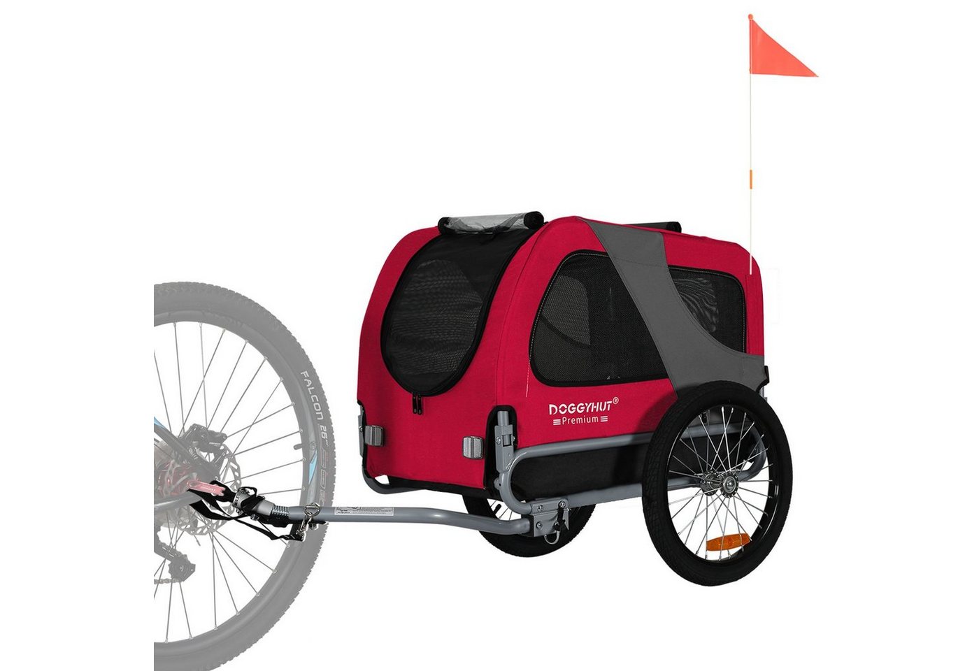 TIGGO Fahrradkinderanhänger DOGGYHUT® MEDIUM Hundefahrradanhänger Hundeanhänger Fahrradanhänger, Verstellbare Sicherheitsleine von TIGGO