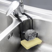 2-in-1 Küchenschwammhalter, Spülbecken-Organizer ohne Löcher, Halterung für Schwamm, Bürste und Geschirr, Spülbeckenstöpsel, Schwarz 2-in-1 Küchenschwammhalter, Spülbecken-Organizer ohne Löcher, Halterung für Schwamm, Bürste und Geschirr, Spülbeckenstöpsel, Schwarz von TIGREZY