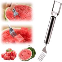 2-in-1-Wassermelonen-Gabelschneider, Obstmesser aus Edelstahl für Mango, Melone, Wassermelonenschneider für Camping, Picknicks, Zuhause (1 Stück) von TIGREZY