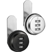 2er-Pack Briefkastenschloss, Codeschloss, 25-mm-Kastenschlösser, Möbelschlösser, 3-stelliges Zahlenschloss (Silber und Schwarz) von TIGREZY