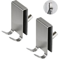 2er-Pack Duschhaken, doppelseitiger Handtuchhalter aus Glas, Edelstahlhaken für 5–10 mm dicke Badezimmertüren aus Glas (Silber) von TIGREZY