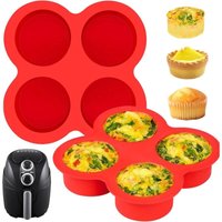 2er-Pack Eierbissformen für die Heißluftfritteuse, runde Mini-Muffinformen für 4 Tassen, Silikon-Backformen für Backofen, Heißluftfritteuse und Topf von TIGREZY