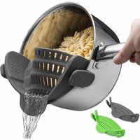 2er-Pack Silikon-Clip-On-Siebe für Töpfe und Pfannen – zusammenklappbares Design – hitzebeständiges Sieb für Gemüse und Nudeln – Grün/Grau 2er-Pack Silikon-Clip-On-Siebe für Töpfe und Pfannen – zusammenklappbares Design – hitzebeständiges Sieb für Gemüse und Nudeln – Grün/Grau von TIGREZY