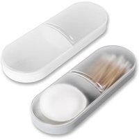 2er-Pack leichter Wattestäbchenhalter aus Kunststoff, tragbare Aufbewahrungsbox mit 2 Fächern, transparentes Design für Zuhause und unterwegs, Weiß 2er-Pack leichter Wattestäbchenhalter aus Kunststoff, tragbare Aufbewahrungsbox mit 2 Fächern, transparentes Design für Zuhause und unterwegs, Weiß von TIGREZY