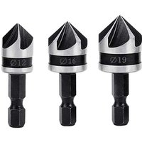 3-teiliges 90-Grad-Fase-Bit-Set, 5 Flöten, 12 mm/16 mm/19 mm, 6,35 mm Sechskantschaft, Karbonstahl, Fasenfräser für Holz 3-teiliges 90-Grad-Fase-Bit-Set, 5 Flöten, 12 mm/16 mm/19 mm, 6,35 mm Sechskantschaft, Karbonstahl, Fasenfräser für Holz von TIGREZY