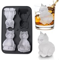 3D-Eiswürfelform in Katzenform, Eiswürfelschale mit Trichter mit Trichter für Cocktails, Bourbon, Brandy, Silikon, Schwarz 3D-Eiswürfelform in Katzenform, Eiswürfelschale mit Trichter mit Trichter für Cocktails, Bourbon, Brandy, Silikon, Schwarz von TIGREZY