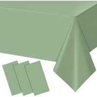 3er-Pack Tischdecken aus Kunststoff in Salbeigrün, rechteckig, Einweg-Tischdecken aus wasserdichtem Kunststoff für Geburtstage, Hochzeiten und 3er-Pack Tischdecken aus Kunststoff in Salbeigrün, rechteckig, Einweg-Tischdecken aus wasserdichtem Kunststoff für Geburtstage, Hochzeiten und von TIGREZY