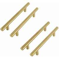 Tigrezy - 4er-Pack Möbelgriffe aus gebürstetem Messing, 96 mm Mittenabstand, 4er-Pack goldene Küchenschrankgriffe, Schrankgriffe aus Edelstahl mit Tigrezy - 4er-Pack Möbelgriffe aus gebürstetem Messing, 96 mm Mittenabstand, 4er-Pack goldene Küchenschrankgriffe, Schrankgriffe aus Edelstahl mit von TIGREZY