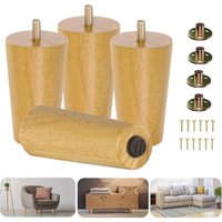 4er-Set, runde Möbelbeine aus Massivholz, 10,2 cm, strapazierfähig, mit Nivellierer, Ersatzbeine für Möbel, Sofa, Kommode, Ottomane 4er-Set, runde Möbelbeine aus Massivholz, 10,2 cm, strapazierfähig, mit Nivellierer, Ersatzbeine für Möbel, Sofa, Kommode, Ottomane von TIGREZY
