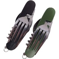 6-in-1-Camping-Besteckset, Klappbesteck aus Edelstahl, abnehmbares Geschirr, ideal für Wanderungen, Picknicks und Festivals (Schwarz und Grün) von TIGREZY
