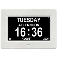7 LCD-Digitaluhr, Kalender mit Datum, Kalenderuhr mit Datum, Tag und Uhrzeit, Alzheimer-Uhr, Uhr für Senioren, für Eltern (weiß) - Tigrezy von TIGREZY