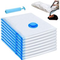 8er-Pack große Vakuum-Aufbewahrungsbeutel für Kleidung mit Handpumpe, 80 % Platzersparnis für Kleidung, Kissen, Bettdecken und Decken von TIGREZY