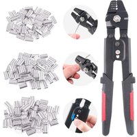 Crimpzange für Drahtseile bis 2,2 mm, mit 180 doppelläufigen Aluminium-Crimphülsen 1,2/1,5/2 mm. von TIGREZY