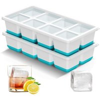 Eiswürfelschale, 2er-Pack wiederverwendbare große Eiswürfelformen, Eiswürfelschalen für den Gefrierschrank mit Deckel, leicht zu lösende Eisschale Eiswürfelschale, 2er-Pack wiederverwendbare große Eiswürfelformen, Eiswürfelschalen für den Gefrierschrank mit Deckel, leicht zu lösende Eisschale von TIGREZY