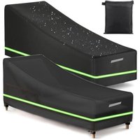Garten-Liegestuhl-Abdeckung, 2 Stück, wasserdicht, windbeständig, UV-beständig, 420D-Oxford-Stoffbezug mit Lüftungsgittern und reflektierendem von TIGREZY