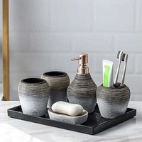 Tigrezy - Keramik-Badezimmer-Accessoires-Set, 5-teilig, Badezimmer-Accessoires mit Tablett von TIGREZY